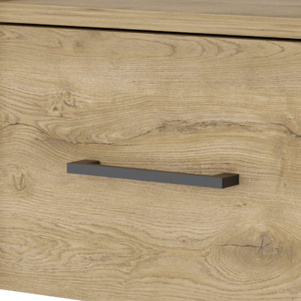 Beige One Drawer Faux Wood Floating Nightstand - 10-inch