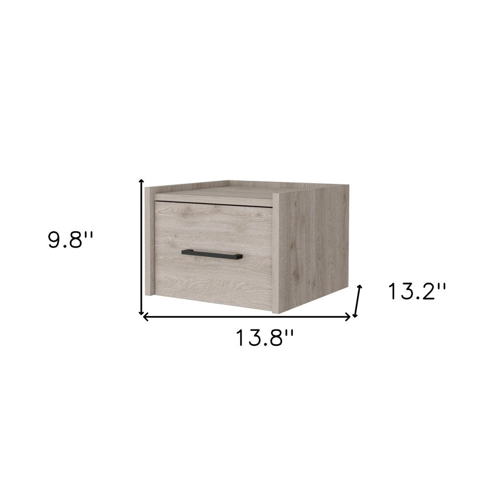 Gray Wood One Drawer Floating Nightstand - 10-inch