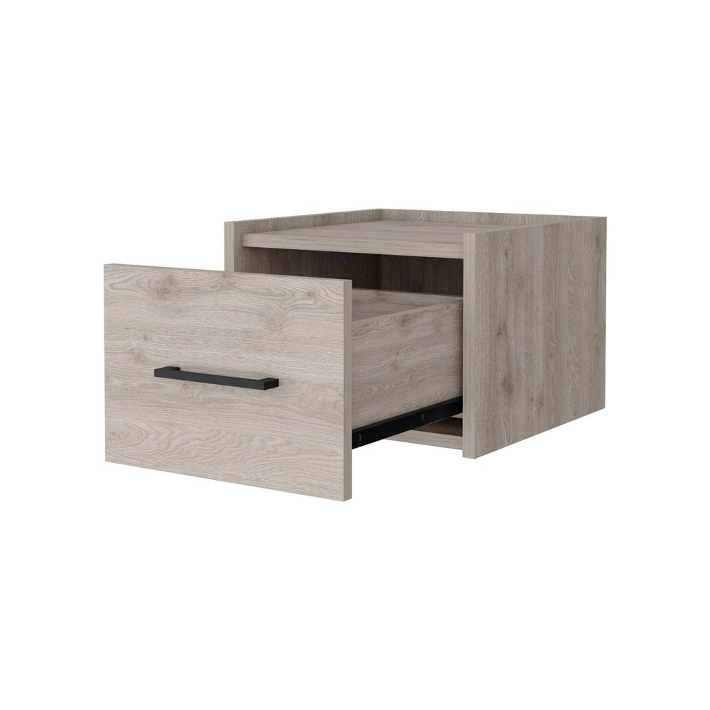 Gray Wood One Drawer Floating Nightstand - 10-inch
