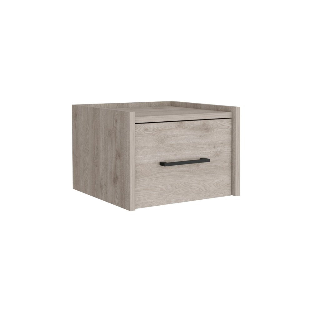 Gray Wood One Drawer Floating Nightstand - 10-inch
