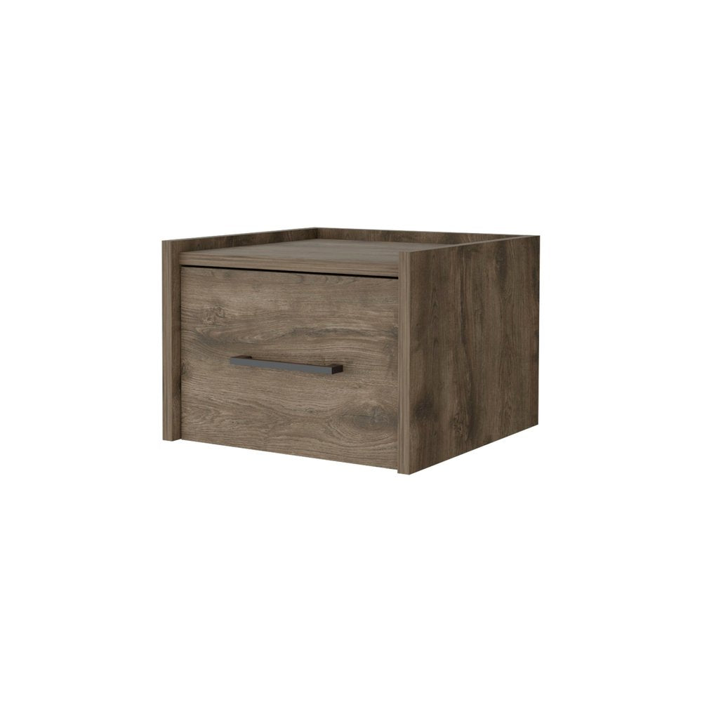 Brown Wood One Drawer Floating Nightstand - 10-inch