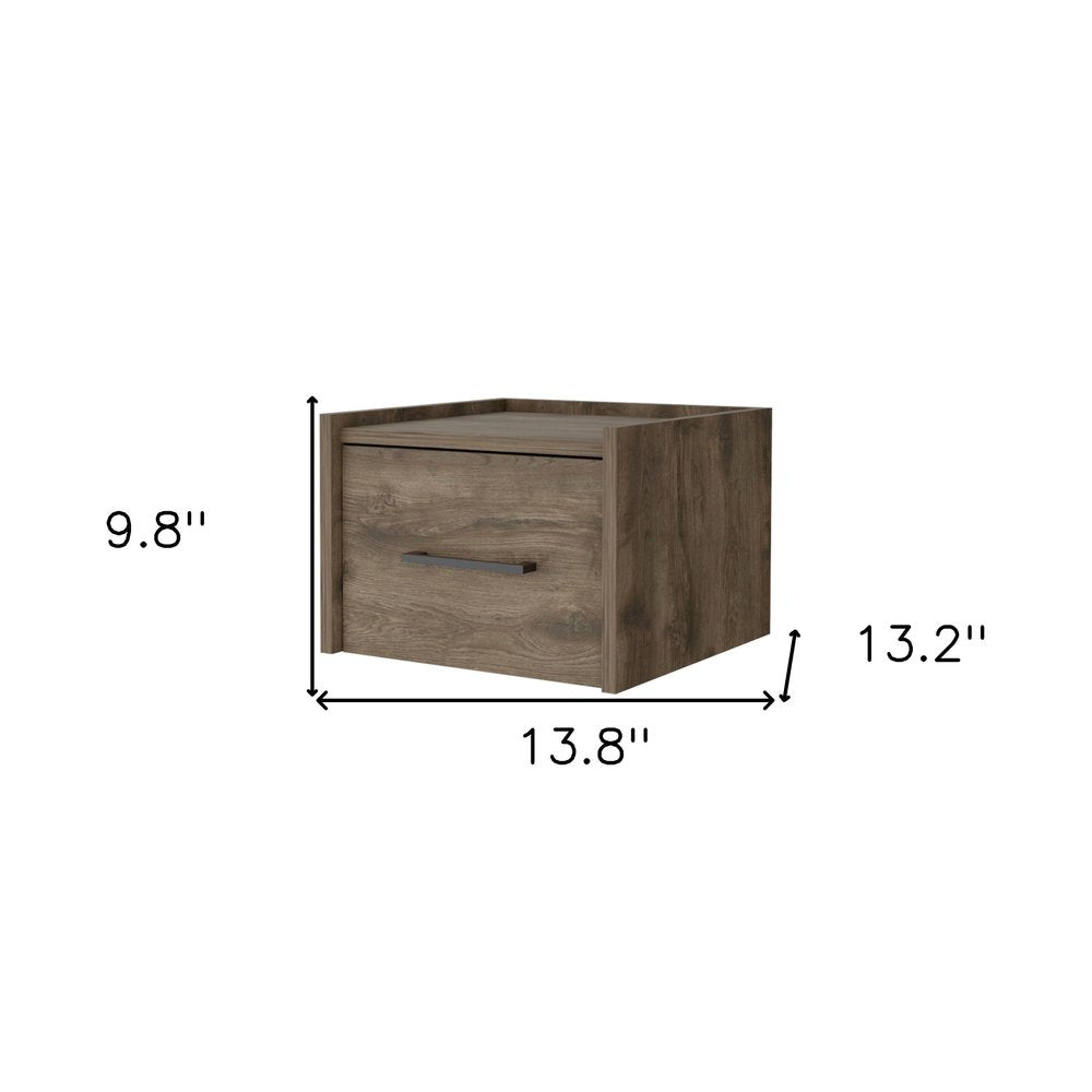 Brown Wood One Drawer Floating Nightstand - 10-inch
