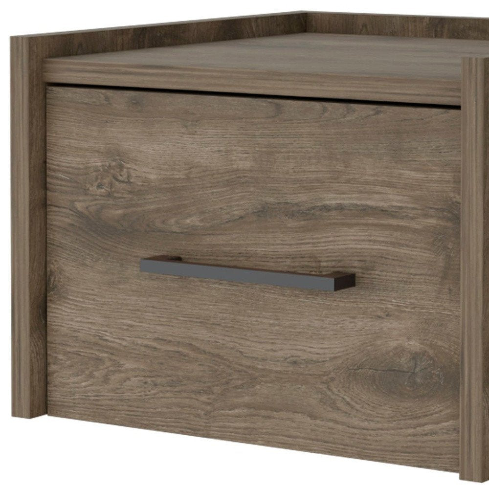 Brown Wood One Drawer Floating Nightstand - 10-inch
