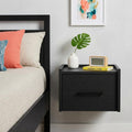 Black Wood One Drawer Floating Nightstand - 10-inch
