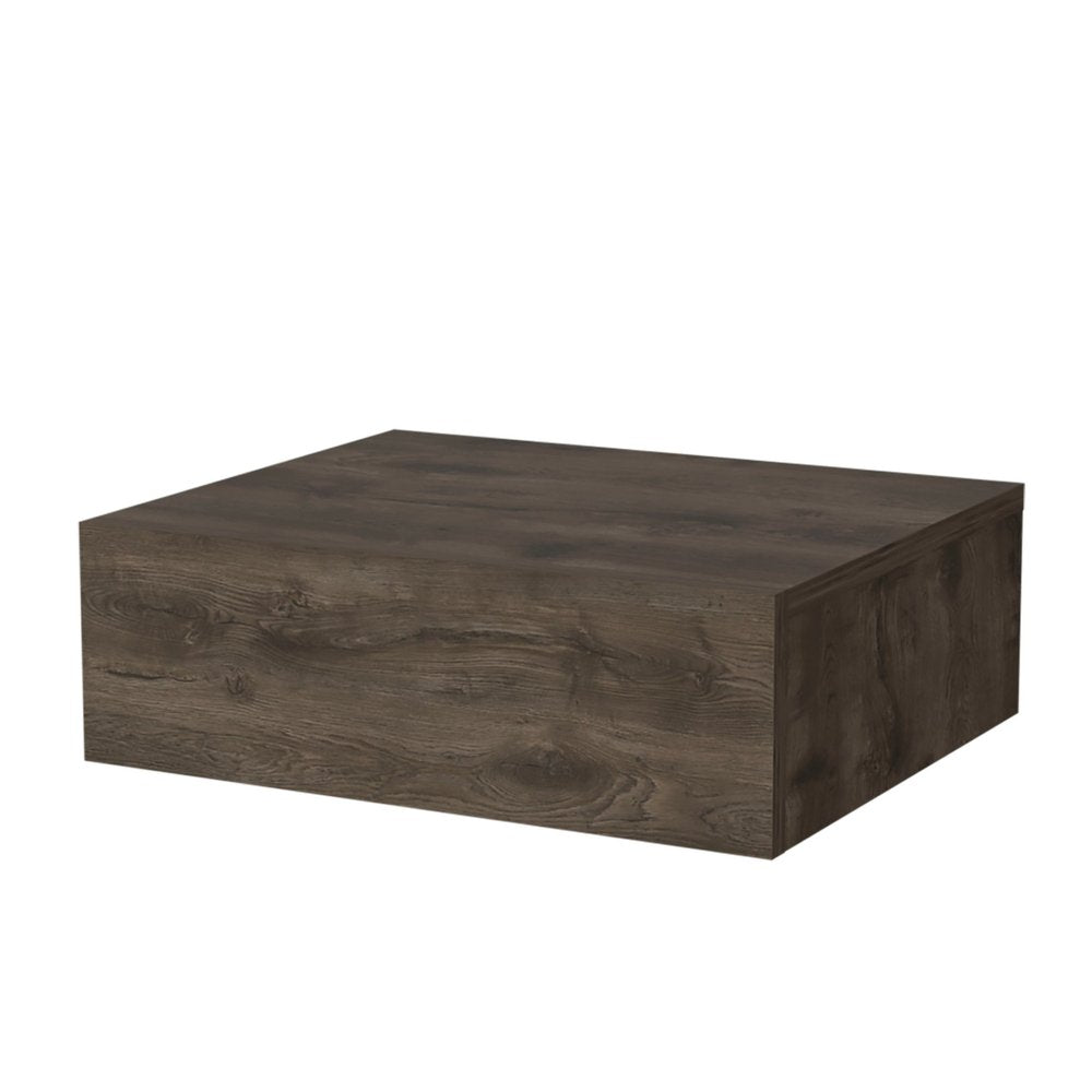 Brown Wood One Drawer Floating Nightstand - 16-inch