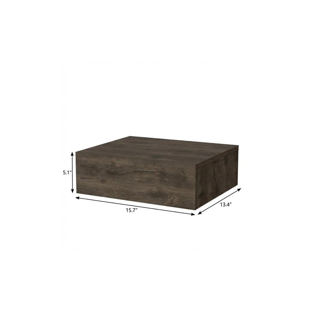 Brown Wood One Drawer Floating Nightstand - 16-inch