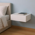 White Wood One Drawer Floating Nightstand - 16-inch