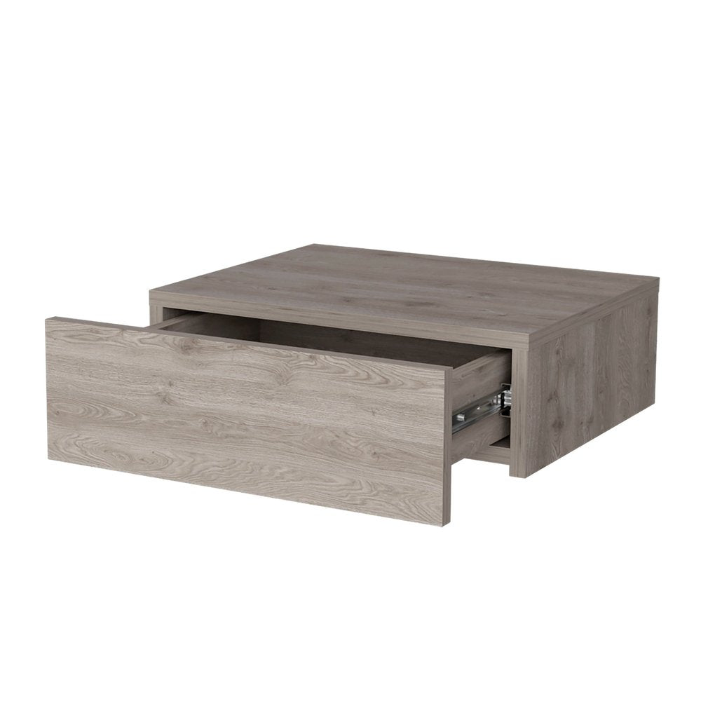 Gray Wood One Drawer Floating Nightstand - 16-inch