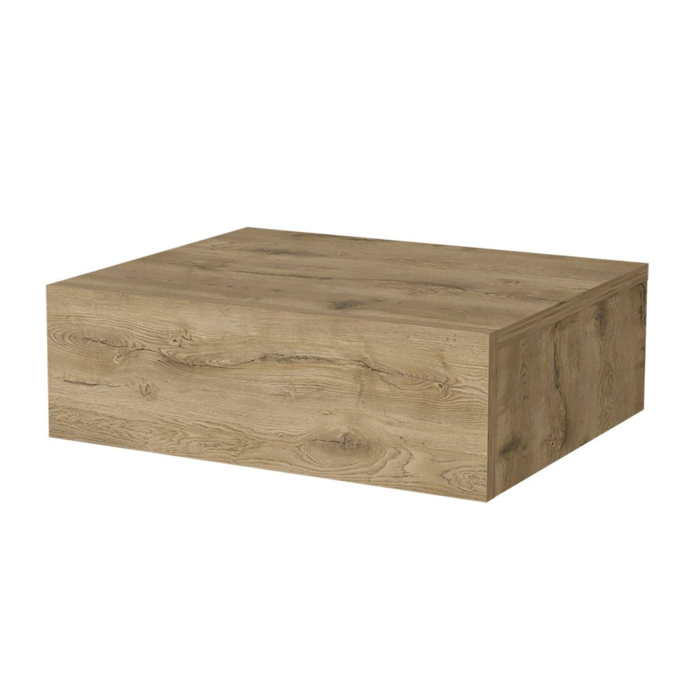 Beige Wood One Drawer Floating Nightstand - 16-inch