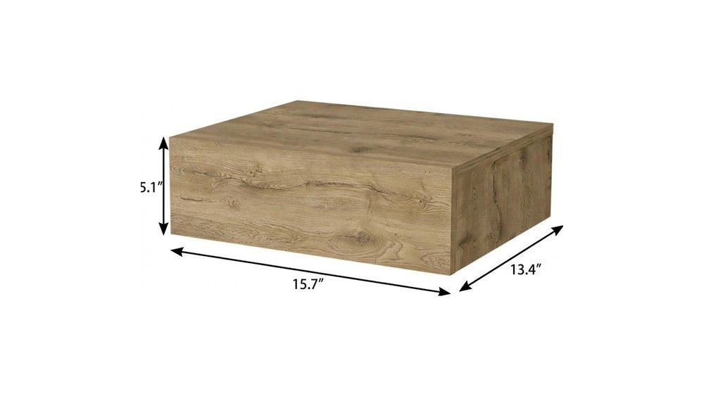 Beige Wood One Drawer Floating Nightstand - 16-inch