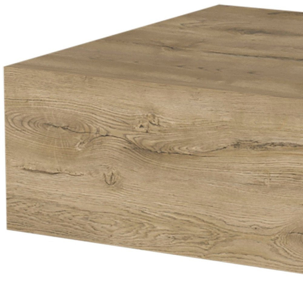 Beige Wood One Drawer Floating Nightstand - 16-inch