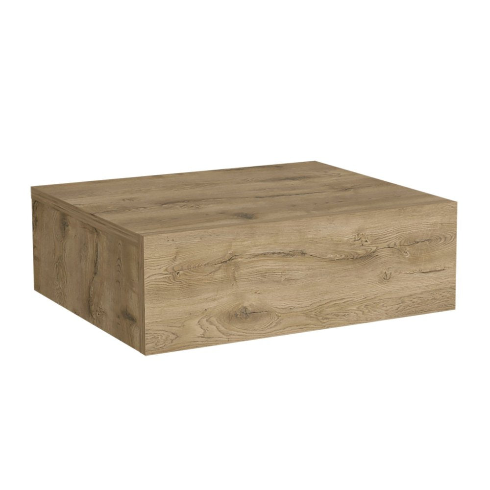 Beige Wood One Drawer Floating Nightstand - 16-inch