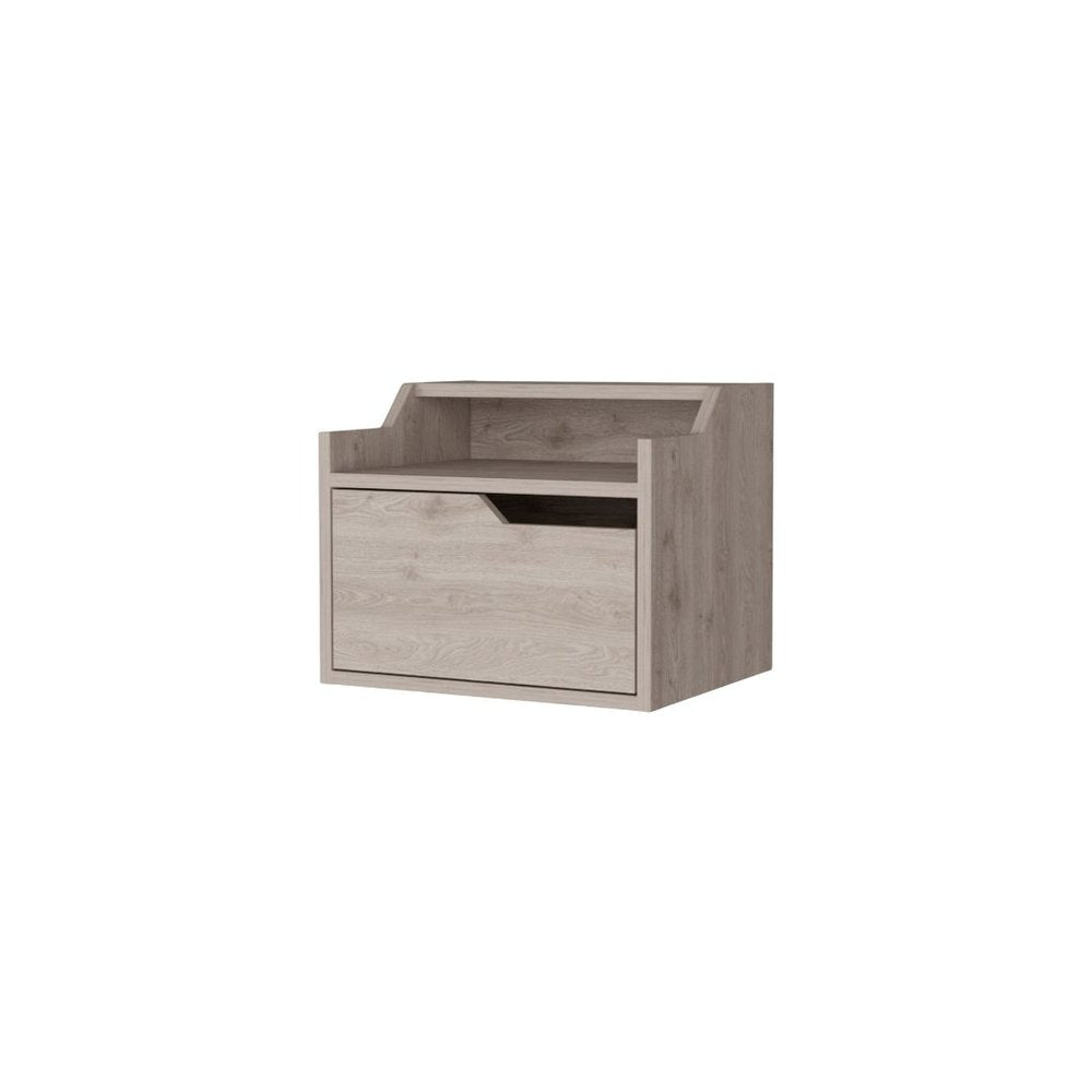 Gray Wood One Drawer Floating Nightstand - 13-inch