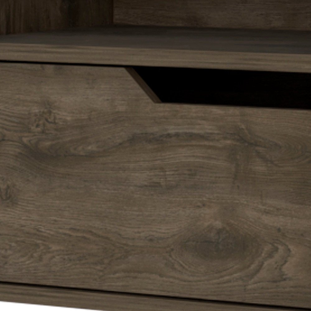 Brown Wood One Drawer Floating Nightstand - 13-inch