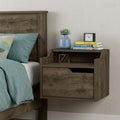 Brown Wood One Drawer Floating Nightstand - 13-inch