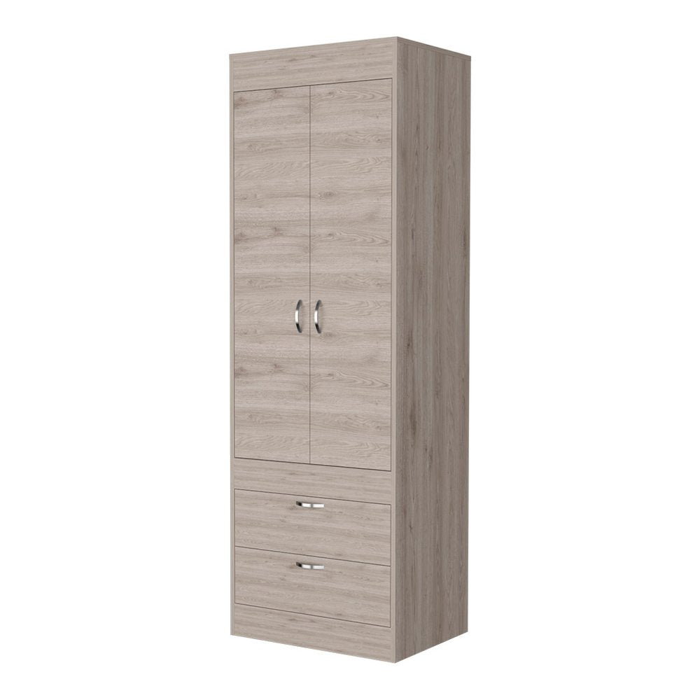 Light Gray Wood Accent Cabinet with Two Doors and Two Drawers - 23-inch