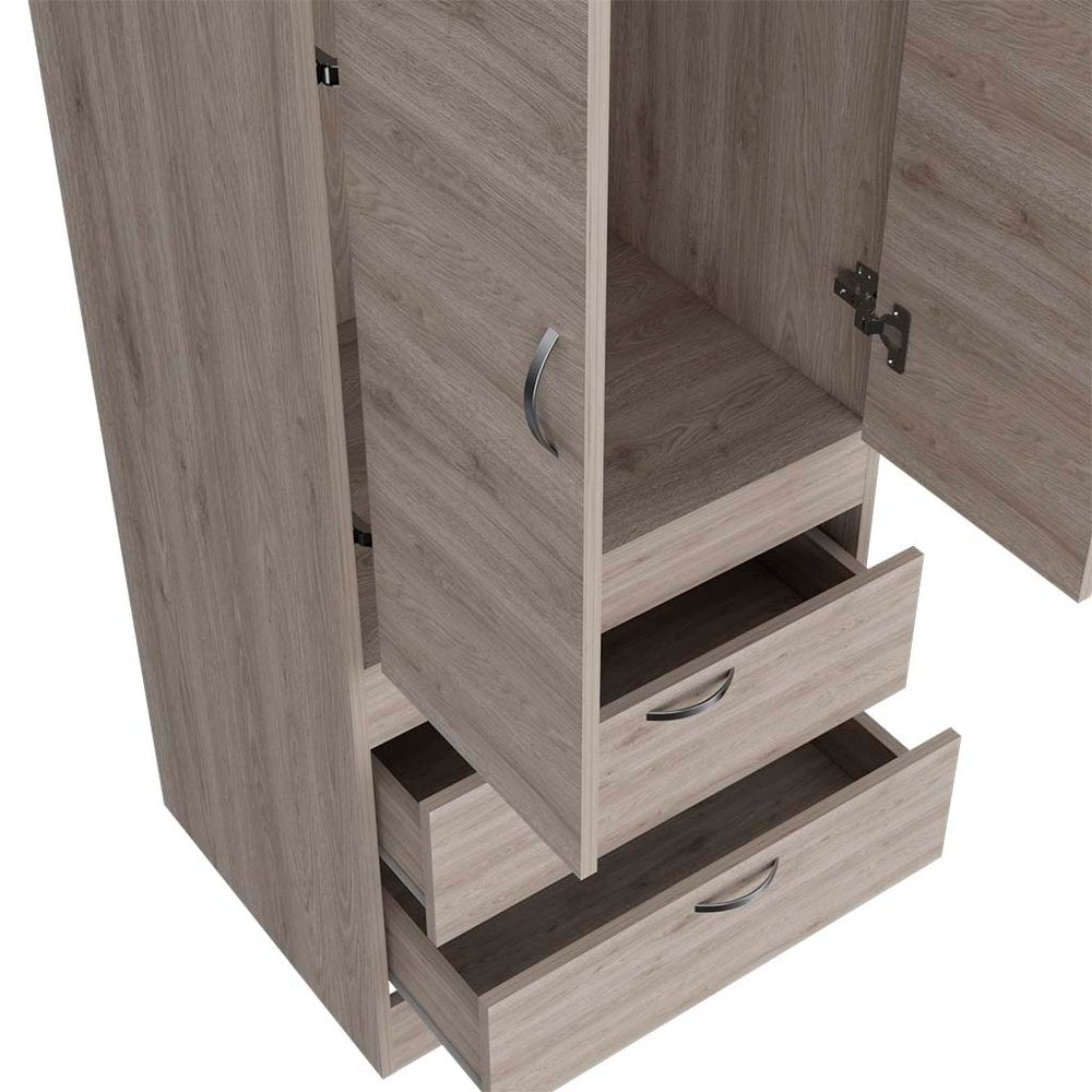 Light Gray Wood Accent Cabinet with Two Doors and Two Drawers - 23-inch