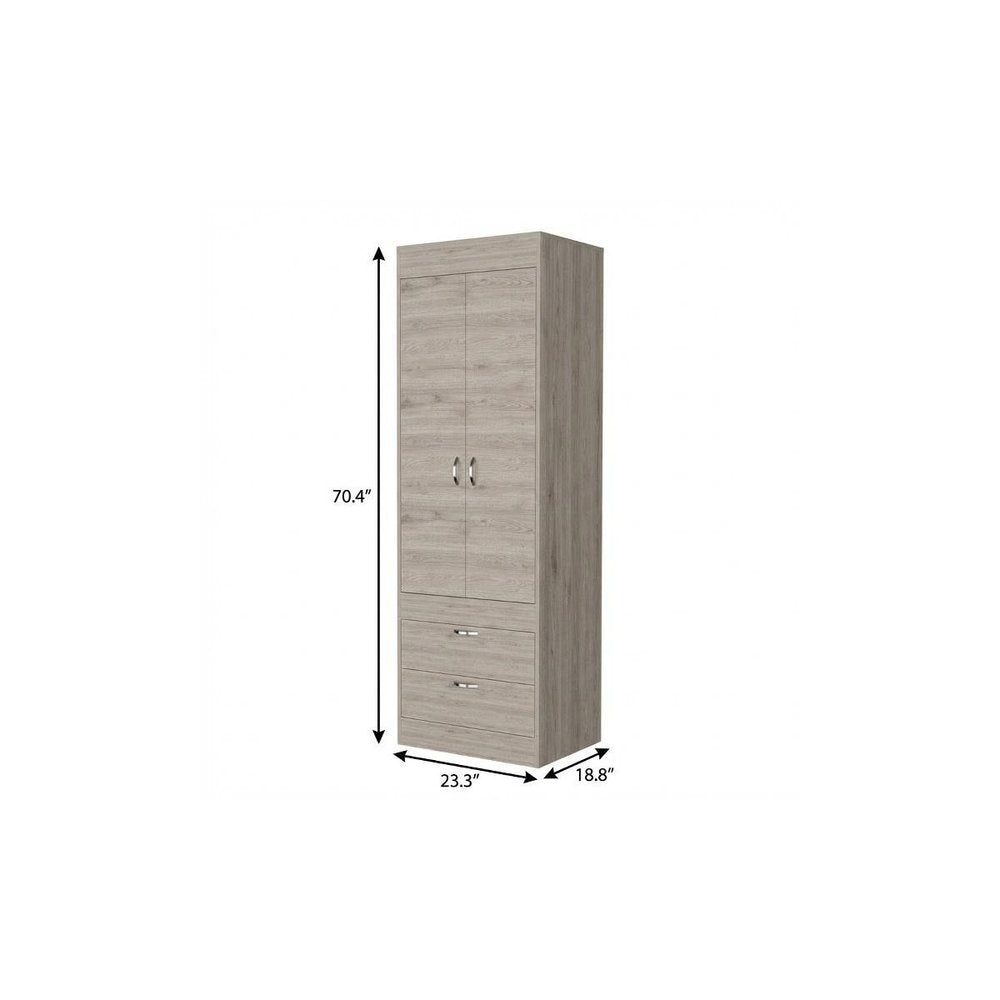 Light Gray Wood Accent Cabinet with Two Doors and Two Drawers - 23-inch