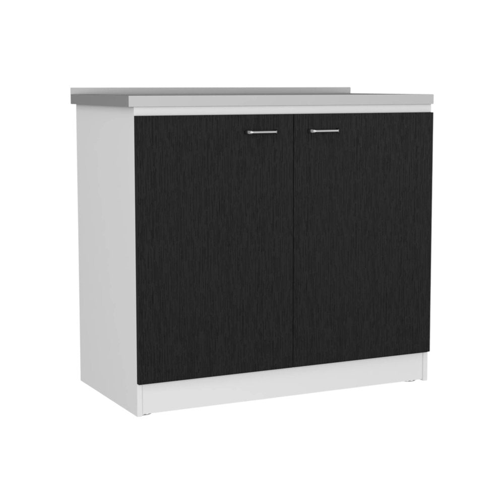 Black and White Wall Mounted Accent Cabinet with Five Shelves - 47-inch