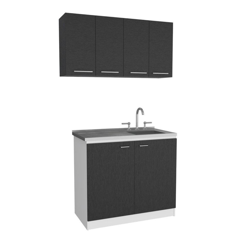 Black and White Wall Mounted Accent Cabinet with Five Shelves - 47-inch