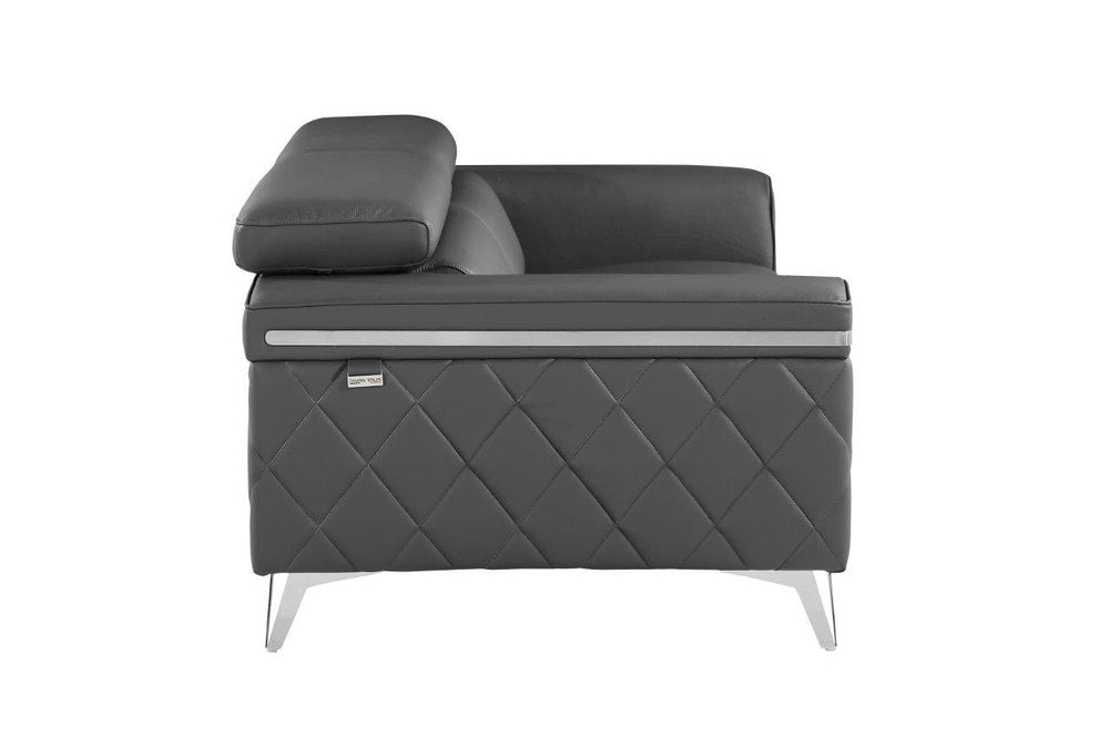 Dark Gray and Silver Metallic Leather Loveseat - 70-inch