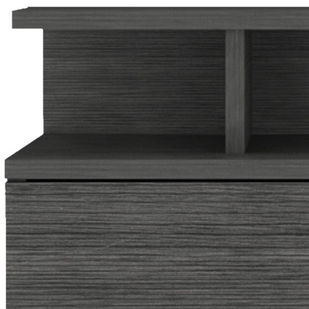 Dark Gray Wood One Drawer Floating Nightstand - 13-inch