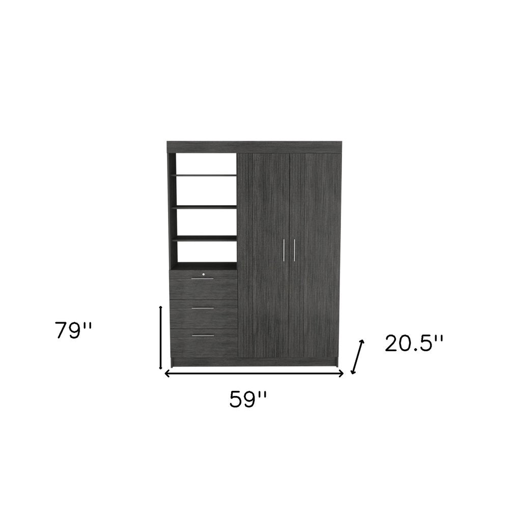 Gray Wood Two Door Three Drawer Combo Dresser - 79-inch