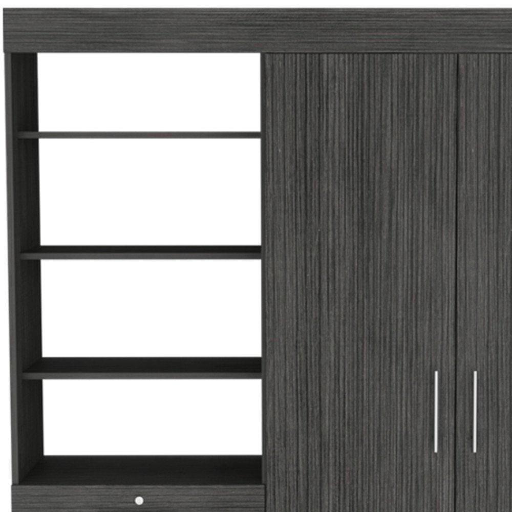 Gray Wood Two Door Three Drawer Combo Dresser - 79-inch