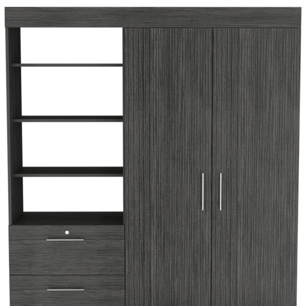 Gray Wood Two Door Three Drawer Combo Dresser - 79-inch