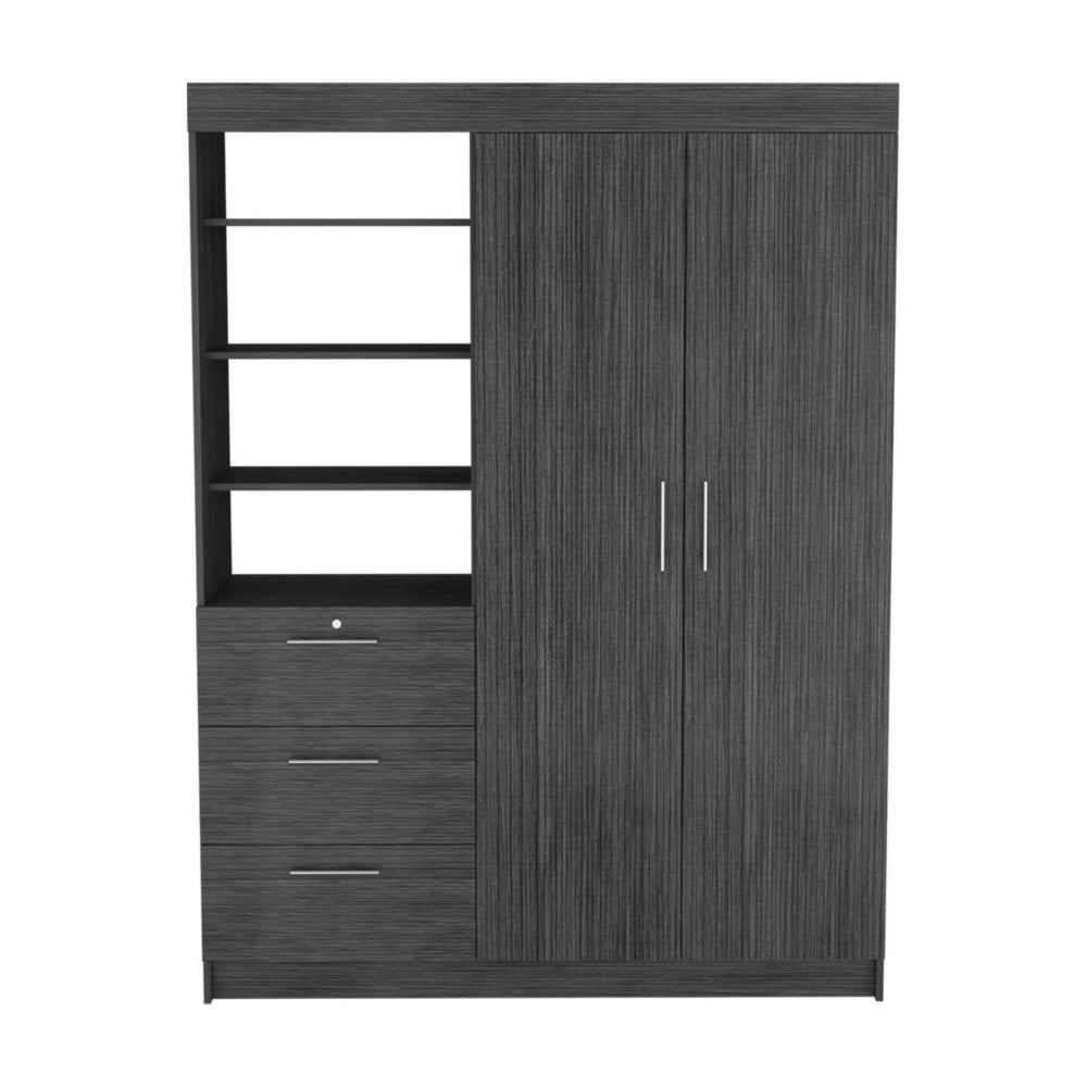 Gray Wood Two Door Three Drawer Combo Dresser - 79-inch