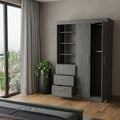 Gray Wood Two Door Three Drawer Combo Dresser - 79-inch