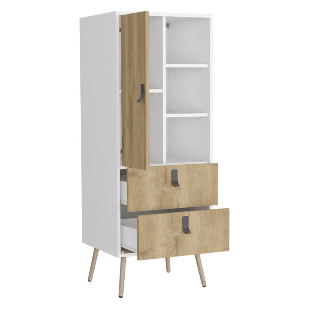 White and Natural Two Drawer Chest - 20-inch