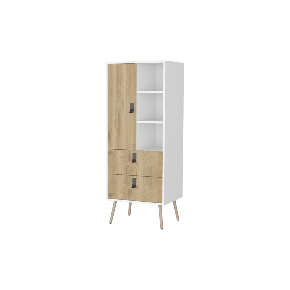 White and Natural Two Drawer Chest - 20-inch