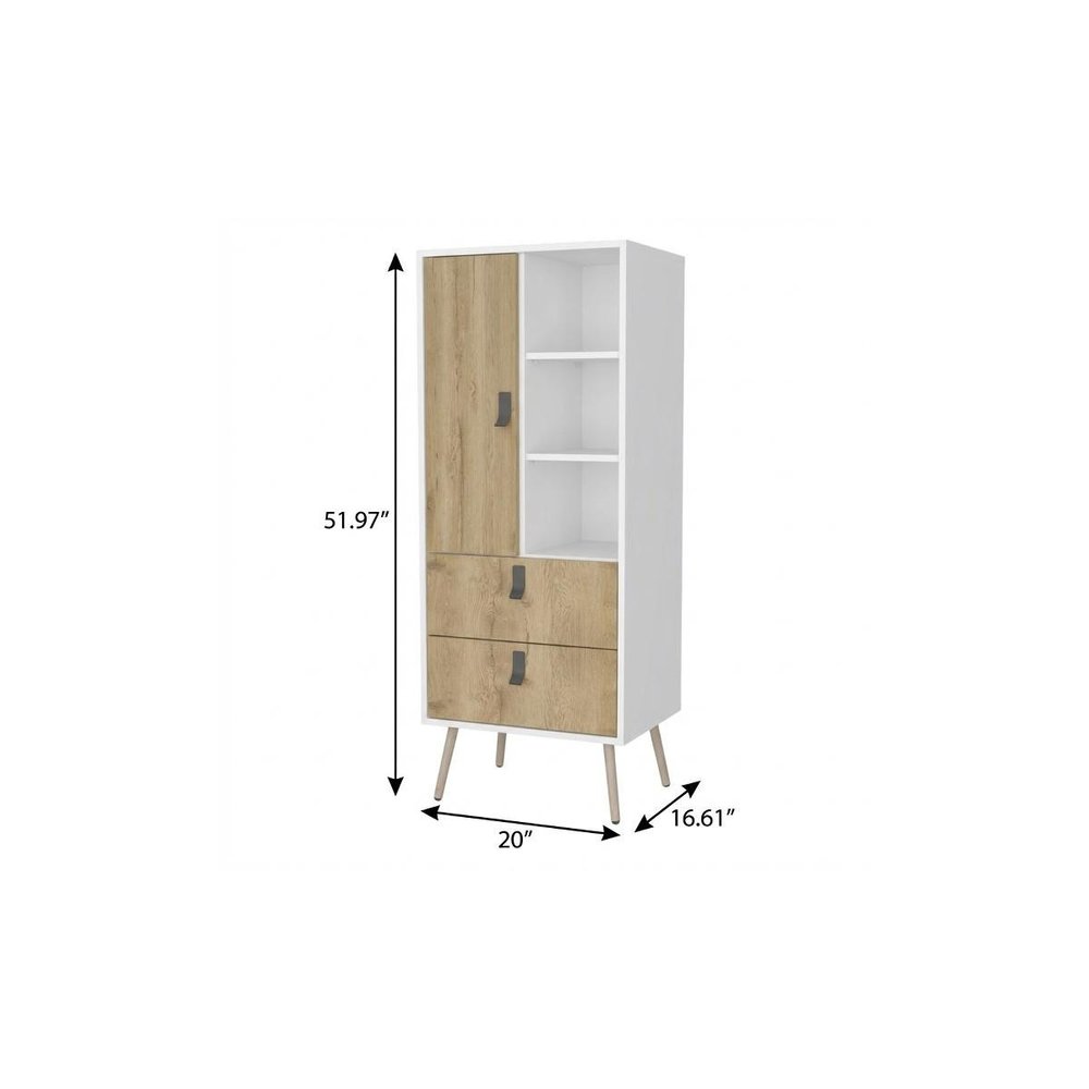 White and Natural Two Drawer Chest - 20-inch