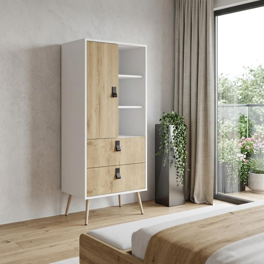 White and Natural Two Drawer Chest - 20-inch