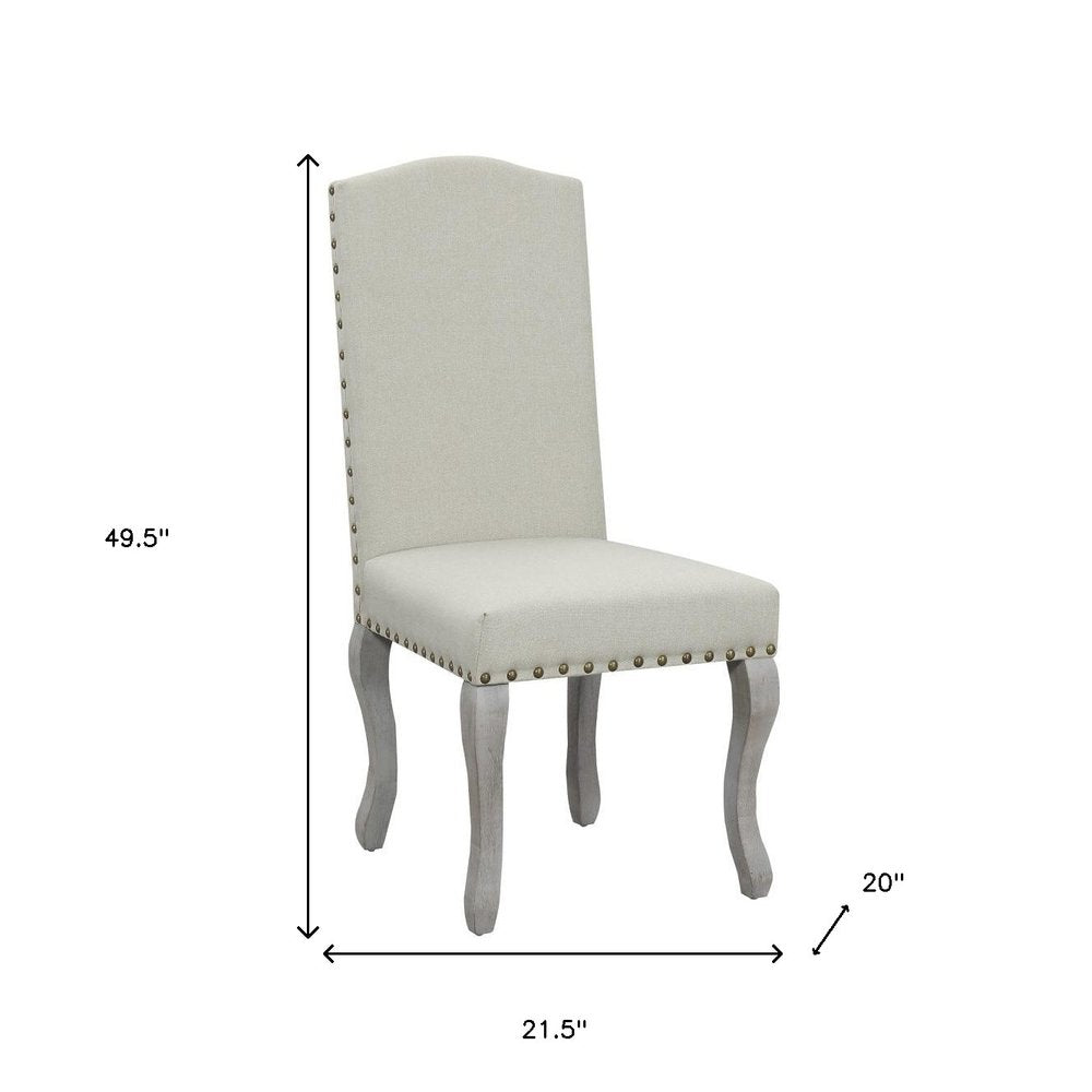 Set of Two Beige and Gray Upholstered Fabric Dining Parsons Chairs