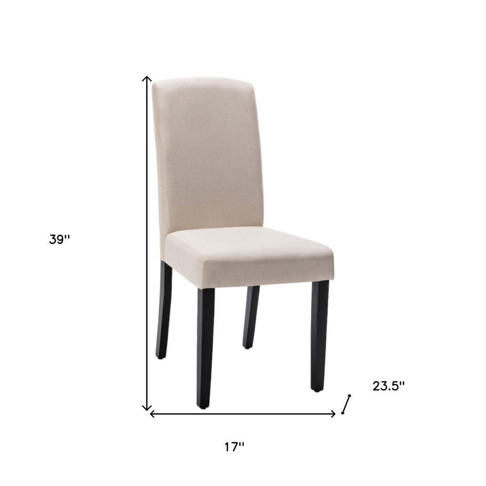 Set of Two Beige and Black Upholstered Polyester Dining Parsons Chairs