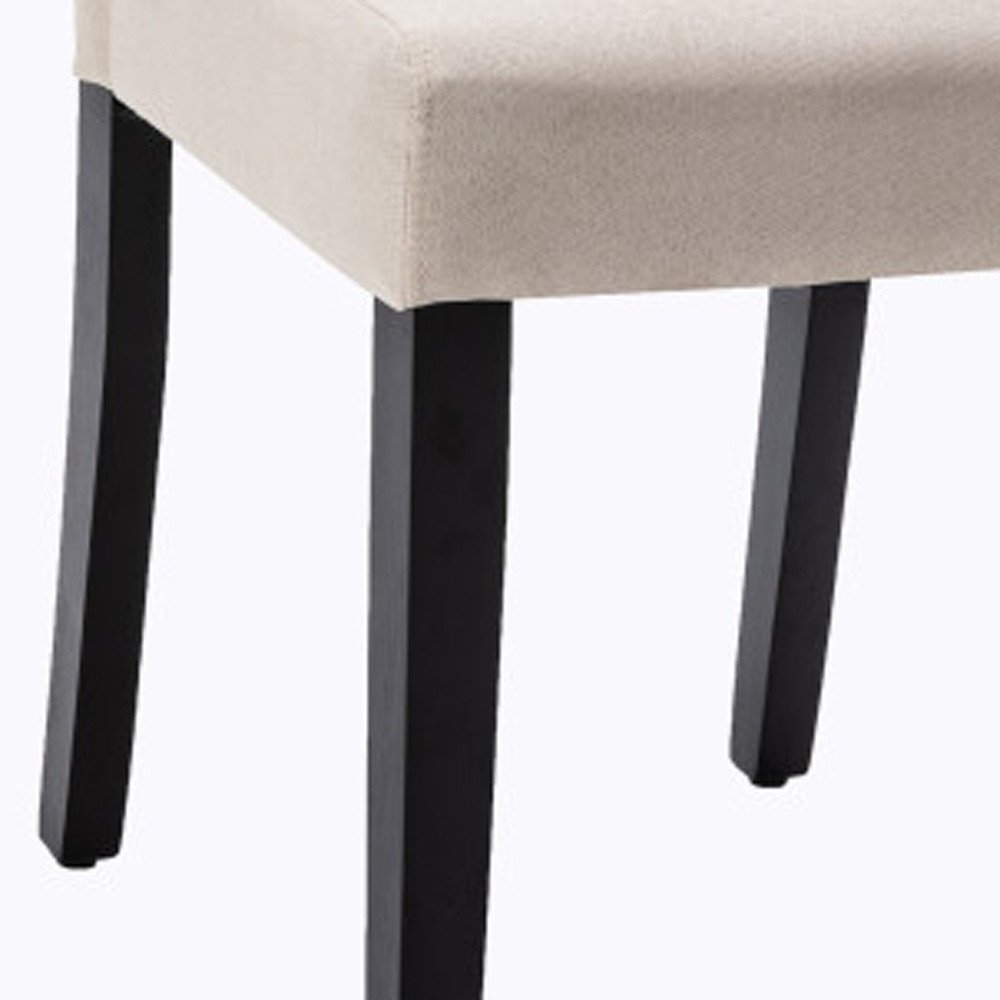 Set of Two Beige and Black Upholstered Polyester Dining Parsons Chairs