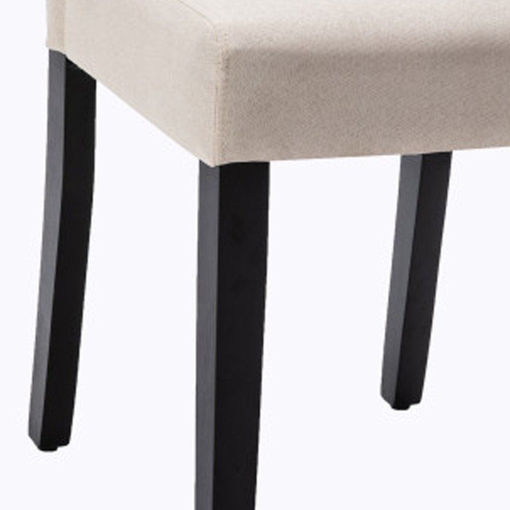 Set of Two Beige and Black Upholstered Polyester Dining Parsons Chairs
