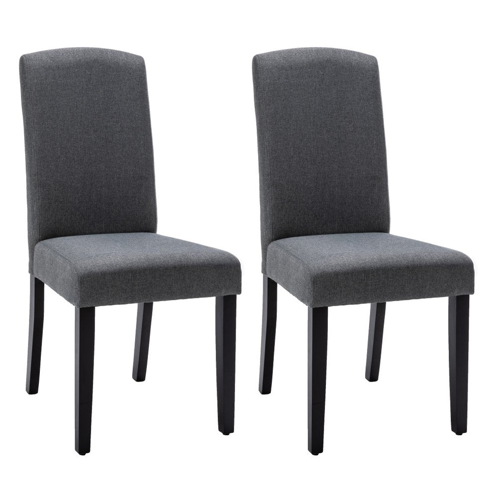 Set of Two Dark Gray and Black Upholstered Polyester Dining Parsons Chairs