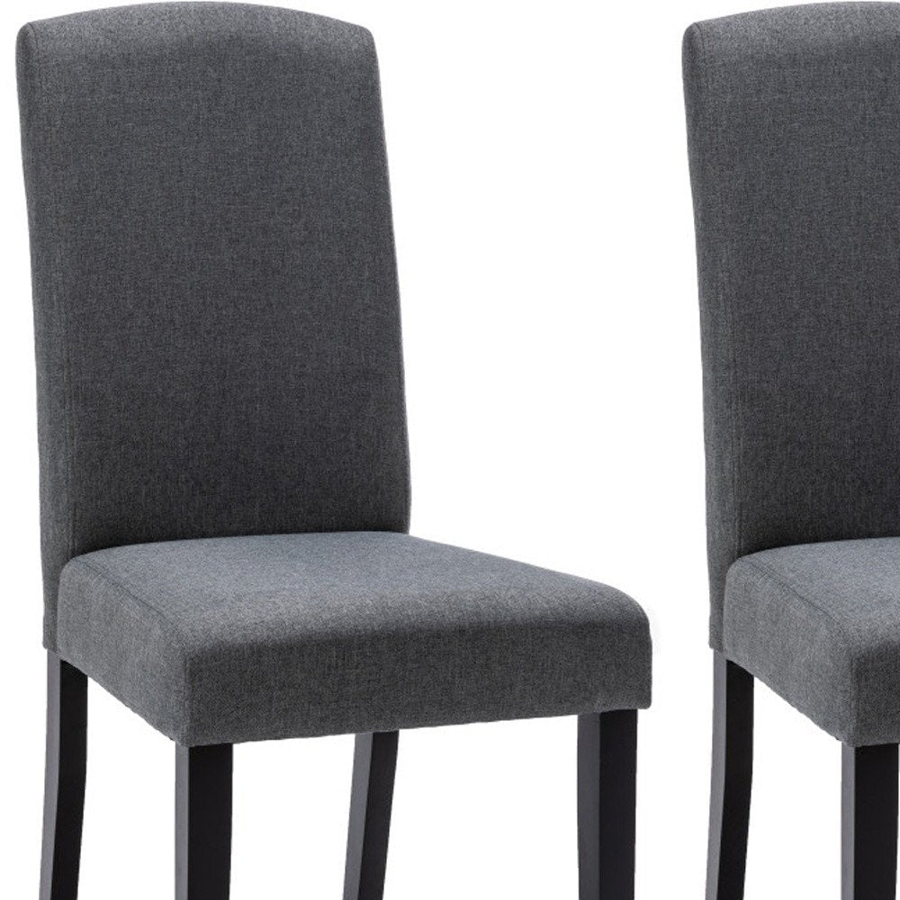 Set of Two Dark Gray and Black Upholstered Polyester Dining Parsons Chairs