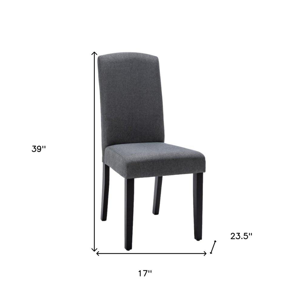 Set of Two Dark Gray and Black Upholstered Polyester Dining Parsons Chairs