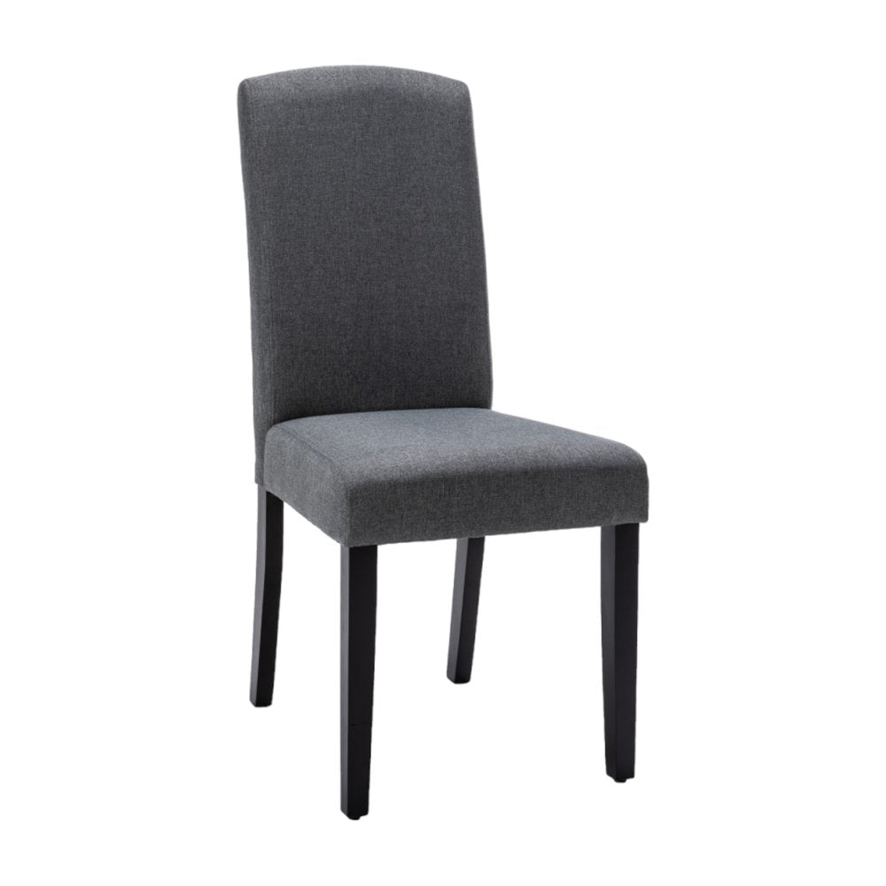 Set of Two Dark Gray and Black Upholstered Polyester Dining Parsons Chairs