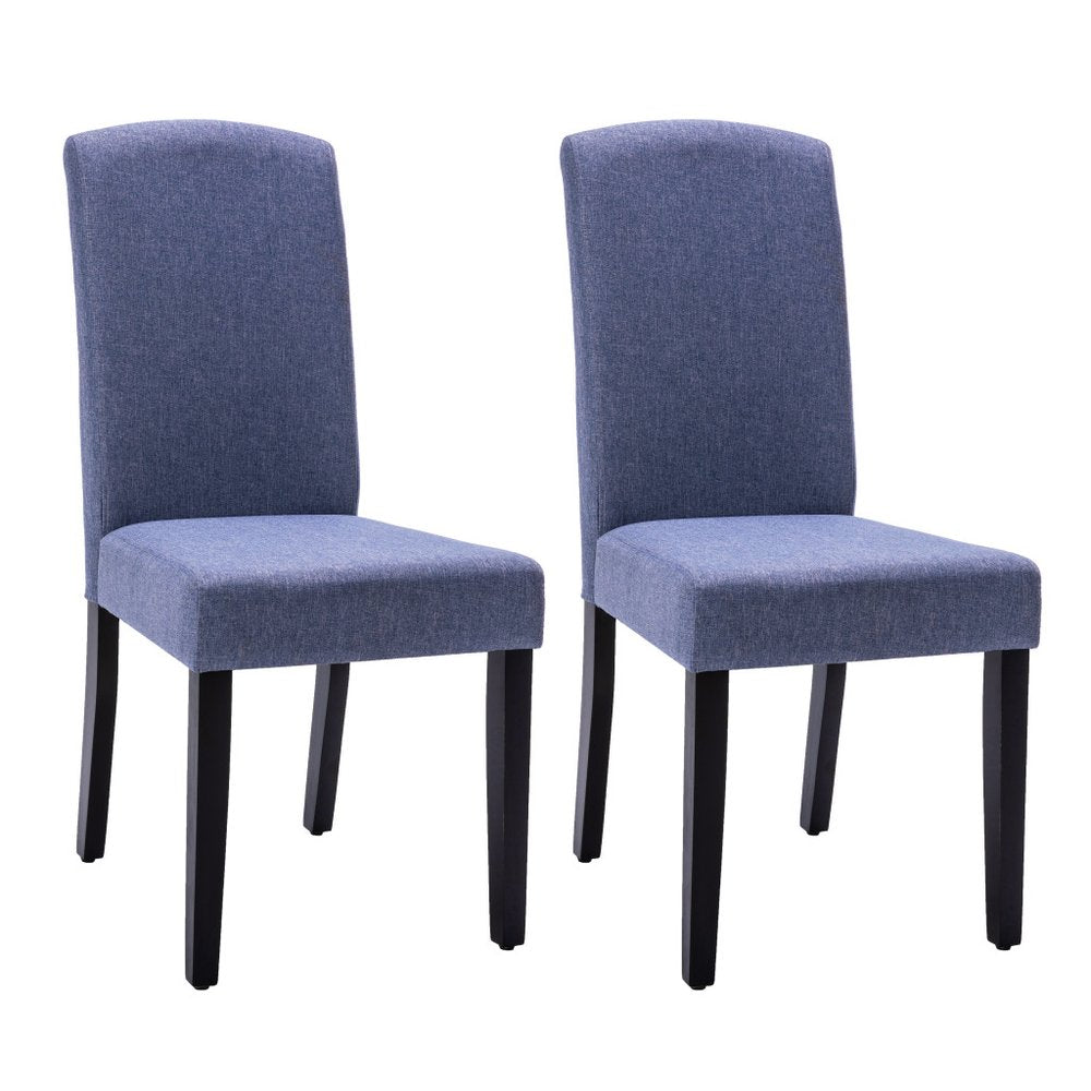 Set of Two Navy Blue and Black Upholstered Polyester Dining Parsons Chairs