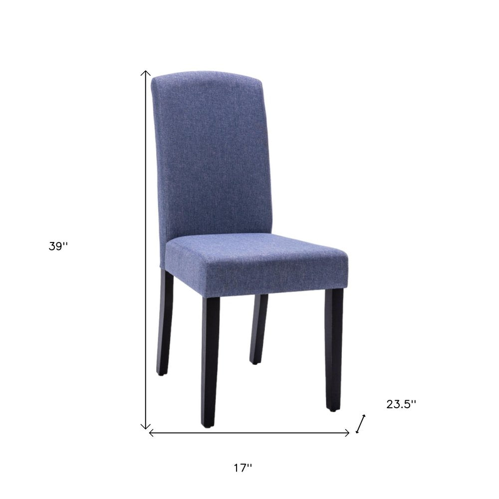 Set of Two Navy Blue and Black Upholstered Polyester Dining Parsons Chairs