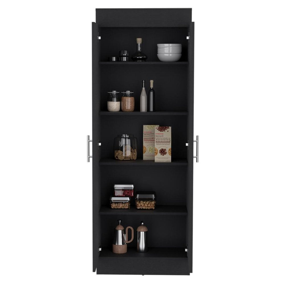 Black Wood Pantry or Storage Closet - 67-inch