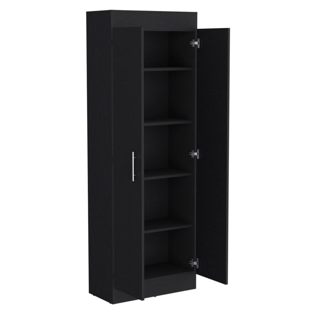 Black Wood Pantry or Storage Closet - 67-inch