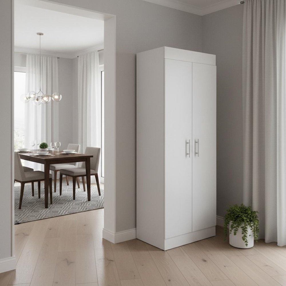 White Wood Pantry or Storage Closet - 67-inch