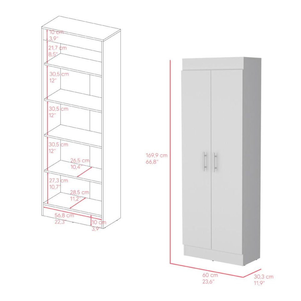 White Wood Pantry or Storage Closet - 67-inch