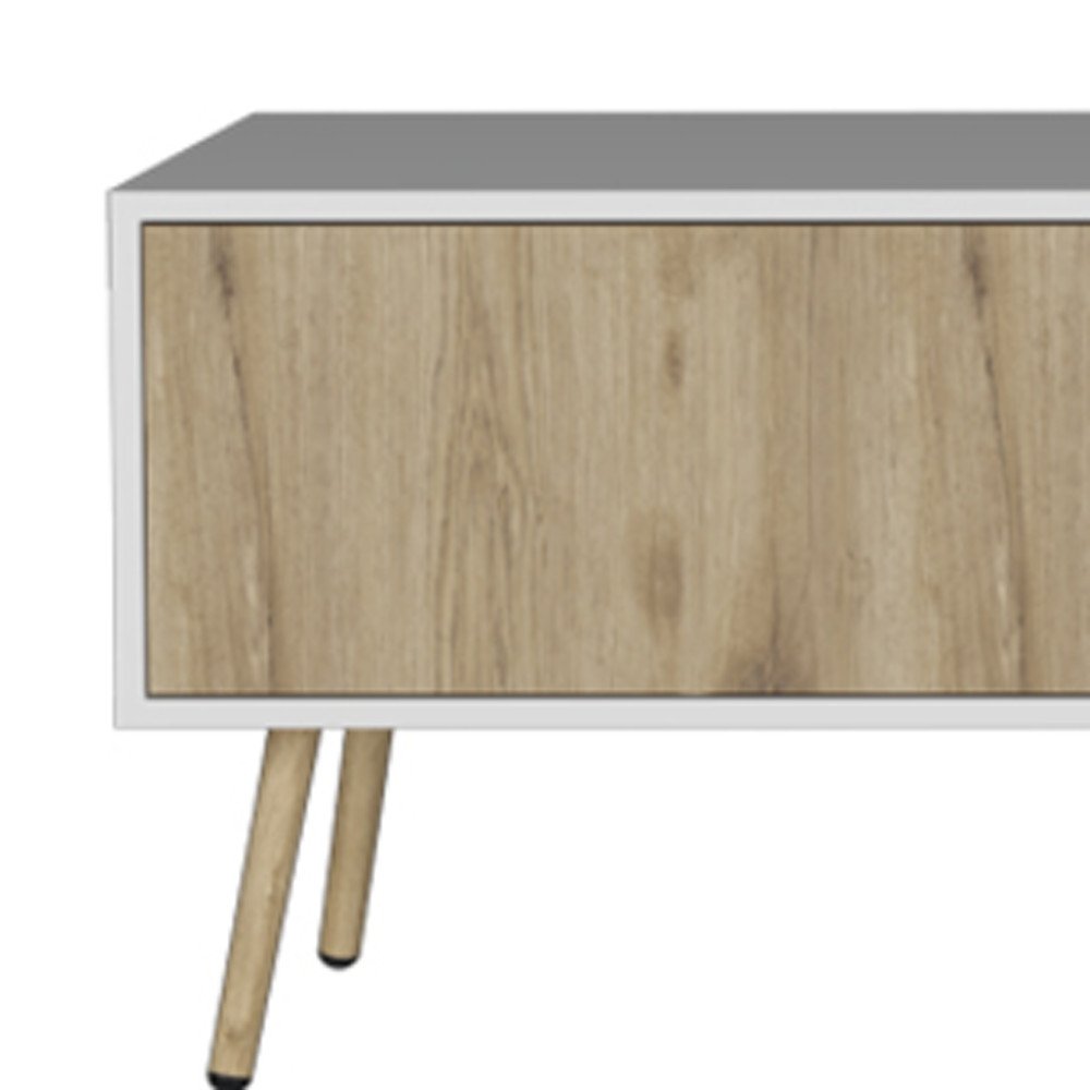 White and Beige Enclosed and Open Storage TV Stand - 71-inch